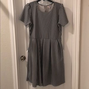 LulaRoe black and white striped dress. Size 2XL